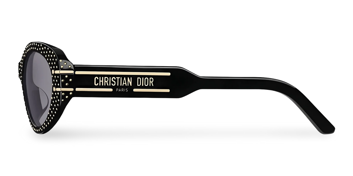 Dior Occhiali Da Sole Ovali Neri Con Borchie oro