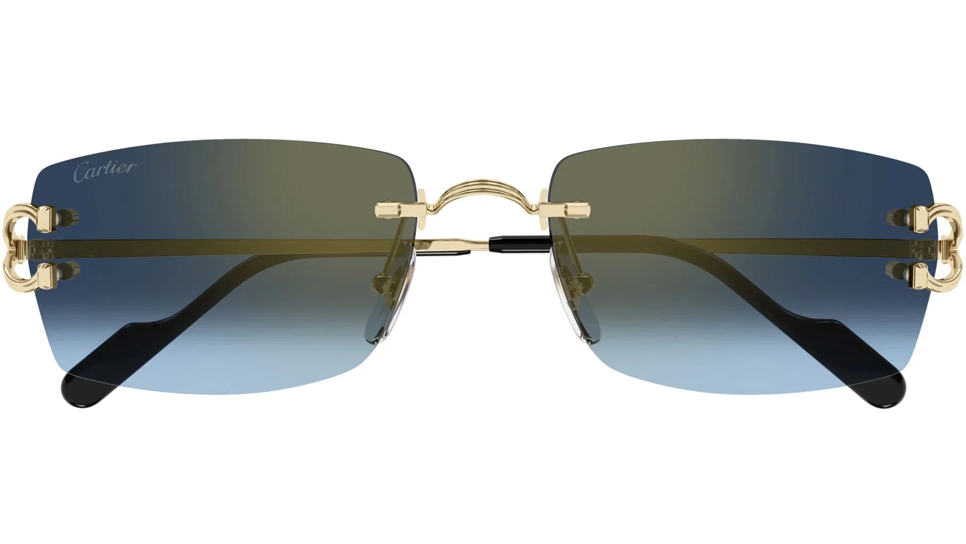CARTIER CT0550S 002 Gold Blue Rectangular Sunglasses