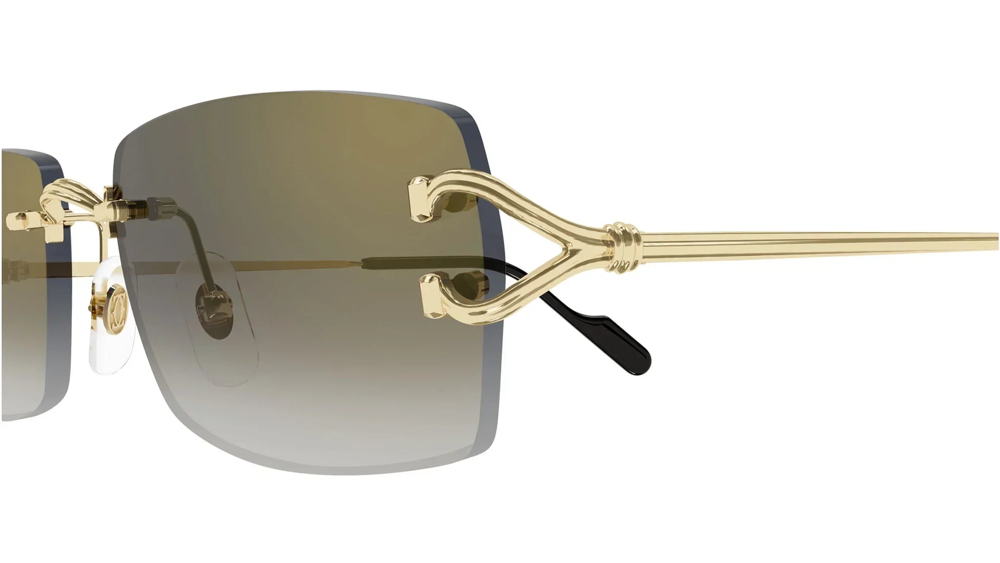 CARTIER CT0550S 001 Gold Grey Rectangular Sunglasses