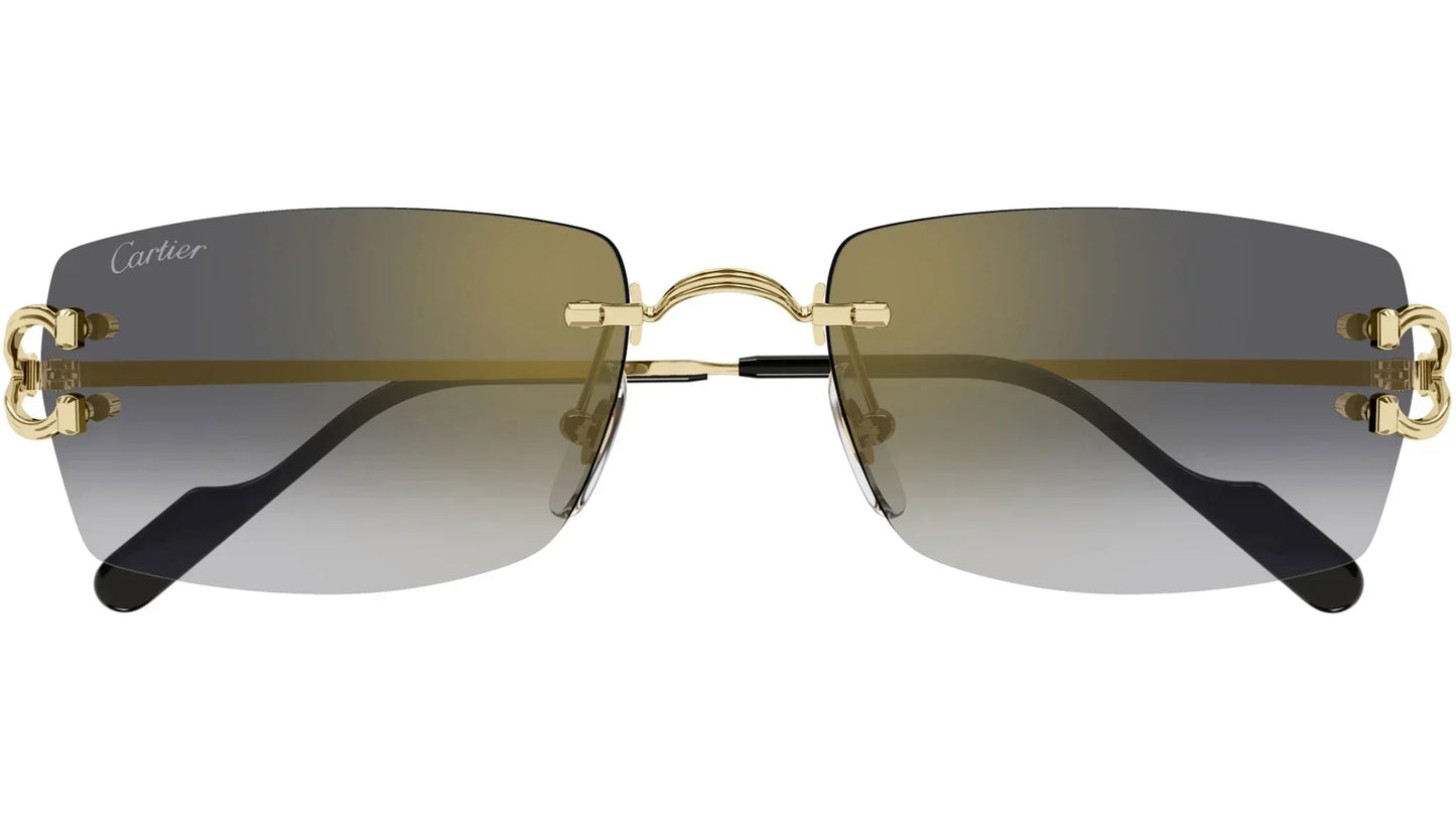 CARTIER CT0550S 001 Gold Grey Rectangular Sunglasses