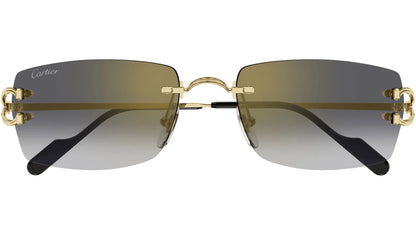 CARTIER CT0550S 001 Gold Grey Rectangular Sunglasses