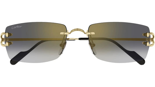 CARTIER CT0550S 001 Gold Grey Rectangular Sunglasses