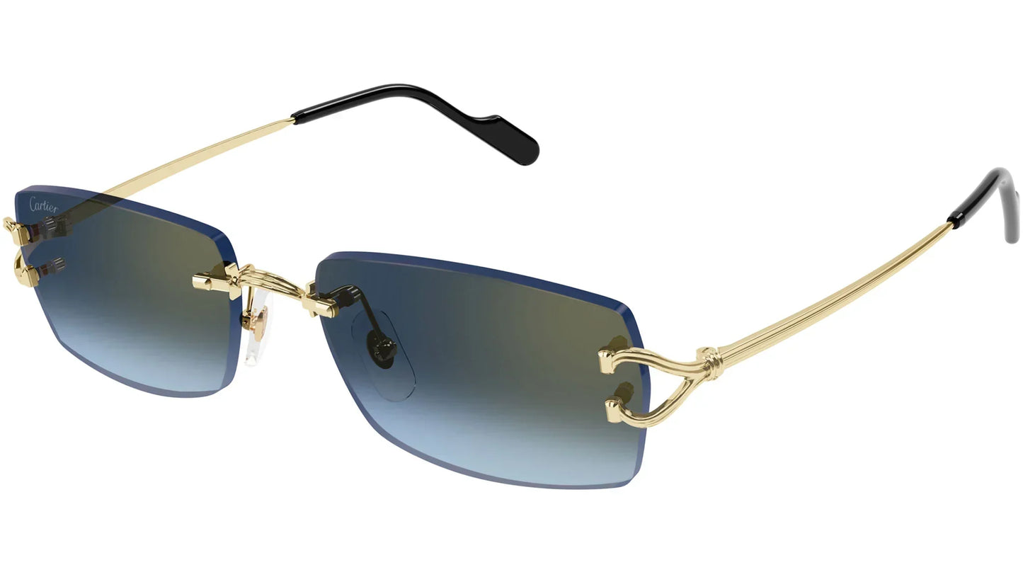 CARTIER CT0550S 002 Gold Blue Rectangular Sunglasses