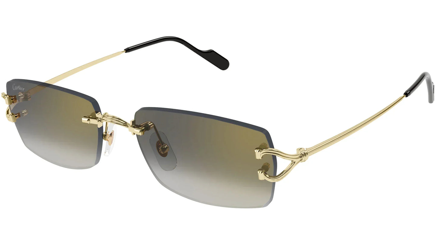 CARTIER CT0550S 001 Gold Grey Rectangular Sunglasses