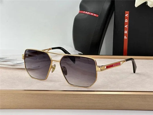 Prada Men's Black / Silver Grey Lens Aviator 51-18