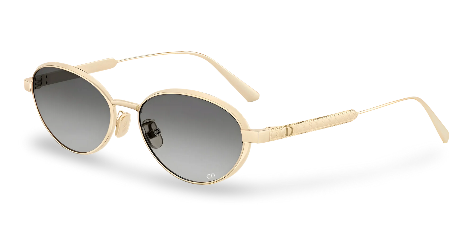 Dior Occhiali Da Sole Ovali Oro con Lenti Sfumate Grigie