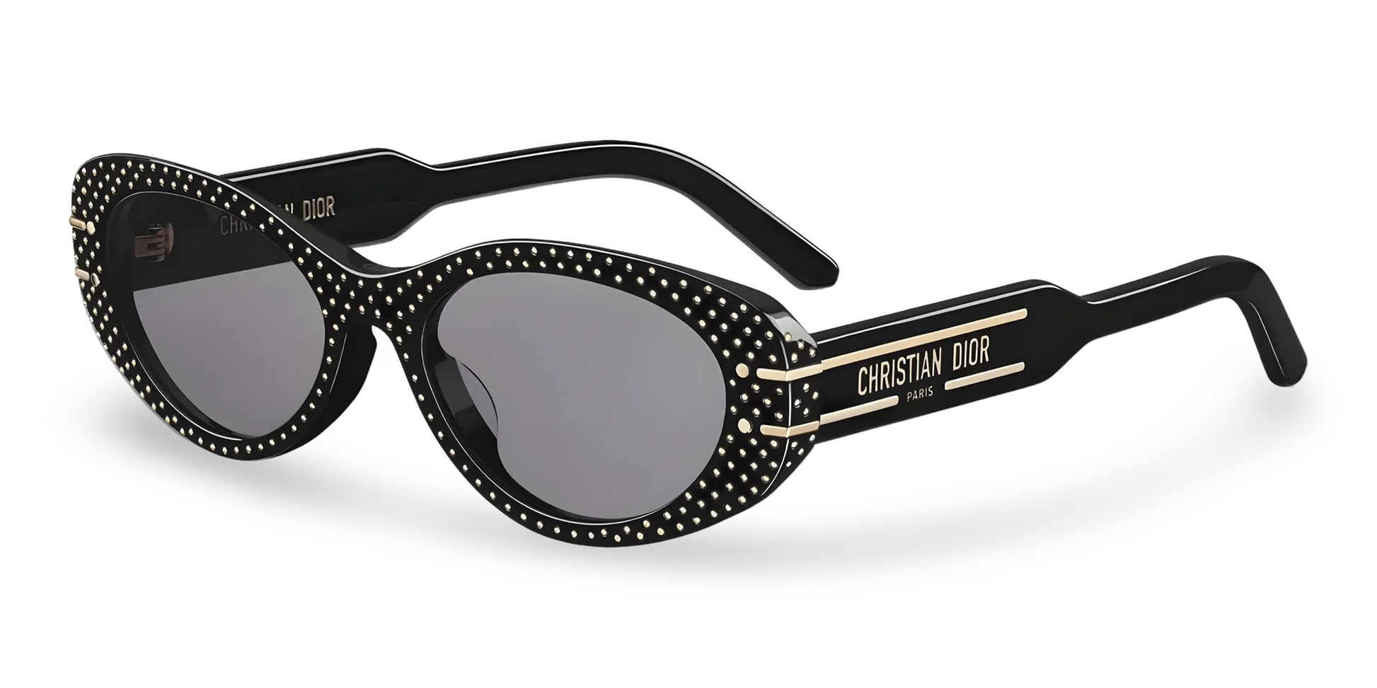 Dior Occhiali Da Sole Ovali Neri Con Borchie oro