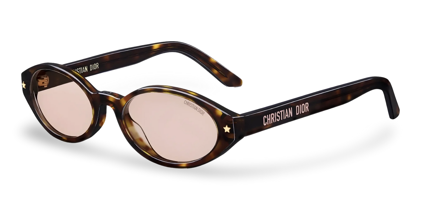Dior Occhiali Da Sole Ovali Marroni Effetto Tartatugato