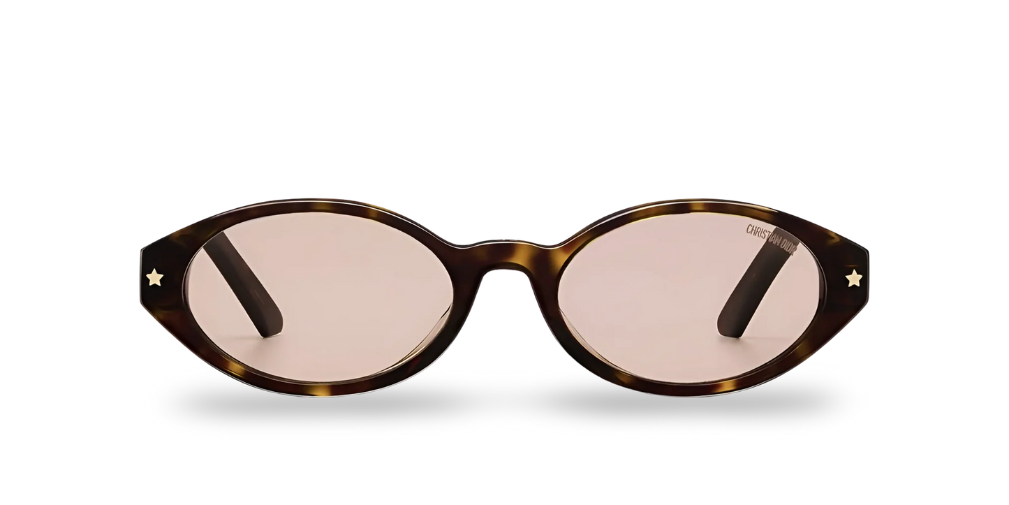 Dior Occhiali Da Sole Ovali Marroni Effetto Tartatugato