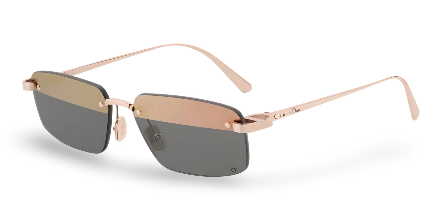 Dior Occhiali Da Sole Rettangolari Bicolore Nude Scuro e Grigio Specchiato