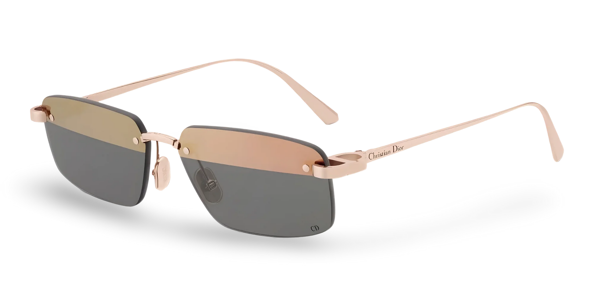 Dior Occhiali Da Sole Rettangolari Bicolore Nude Scuro e Grigio Specchiato