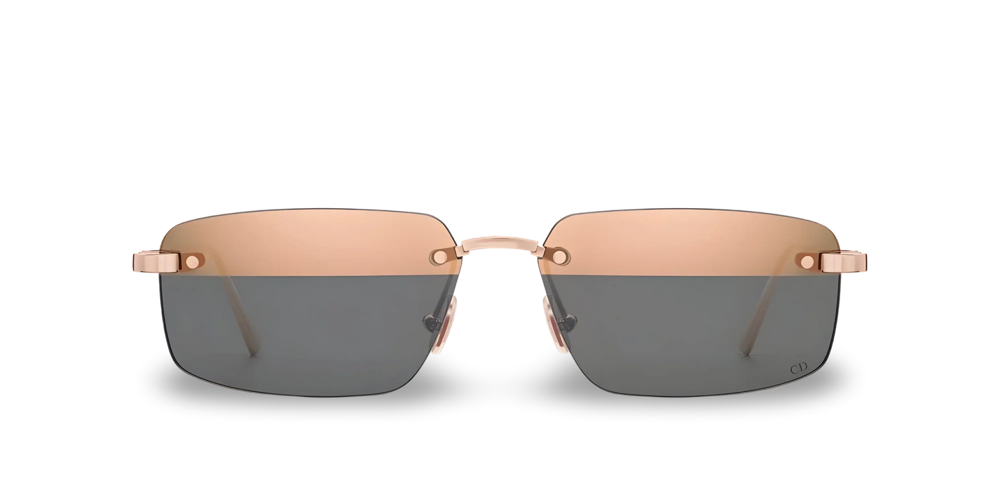 Dior Occhiali Da Sole Rettangolari Bicolore Nude Scuro e Grigio Specchiato