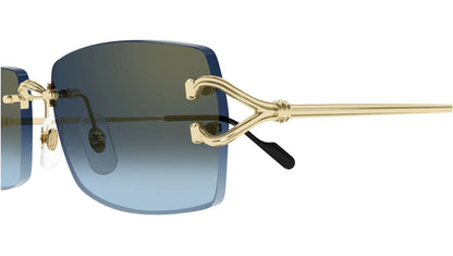 CARTIER CT0550S 002 Gold Blue Rectangular Sunglasses