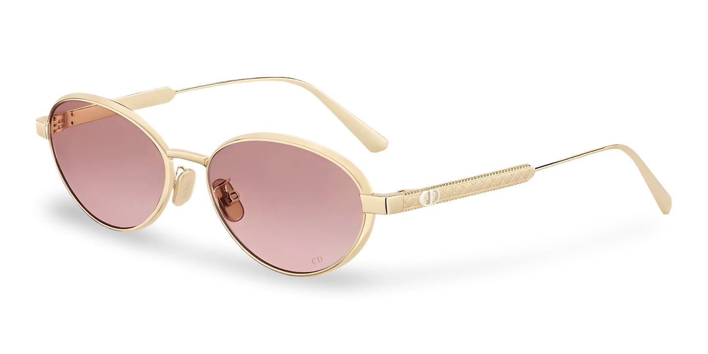 Dior Occhiali Da Sole Ovali Oro con Lenti Sfumate Rosa