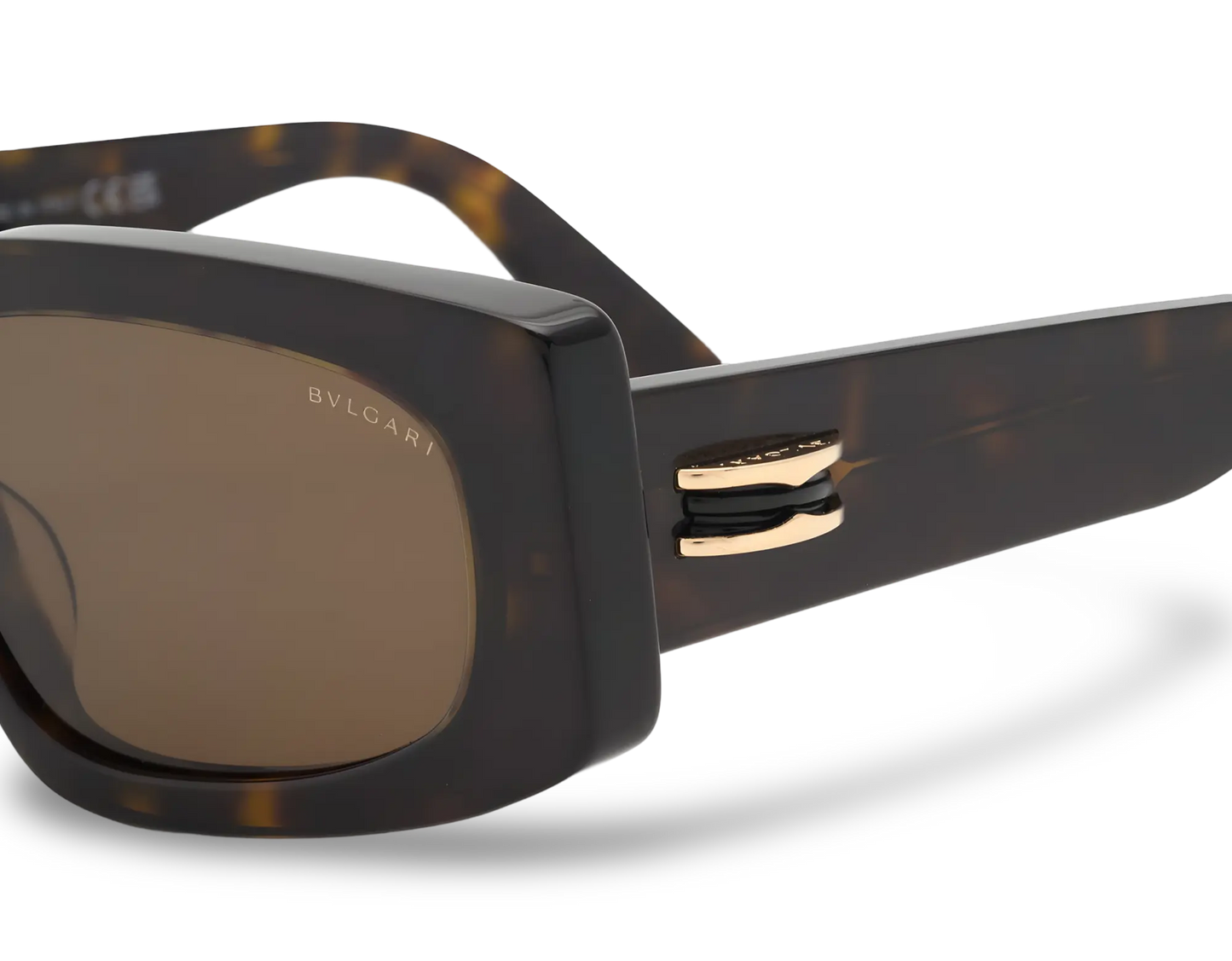 BVLGARI Occhiali Da Sole Rettangolari Marroni Effetto Tartarugato