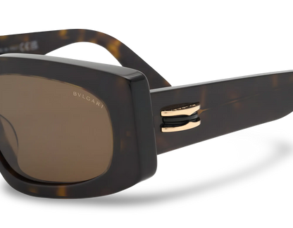 BVLGARI Occhiali Da Sole Rettangolari Marroni Effetto Tartarugato