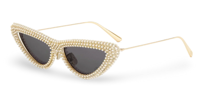 Dior Occhiali Da Sole a Farfalla Oro Con Perle Bianche