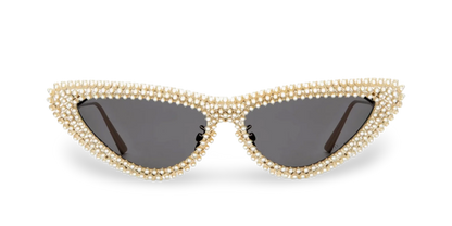 Dior Occhiali Da Sole a Farfalla Oro Con Perle Bianche