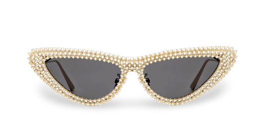 Dior Occhiali Da Sole a Farfalla Oro Con Perle Bianche