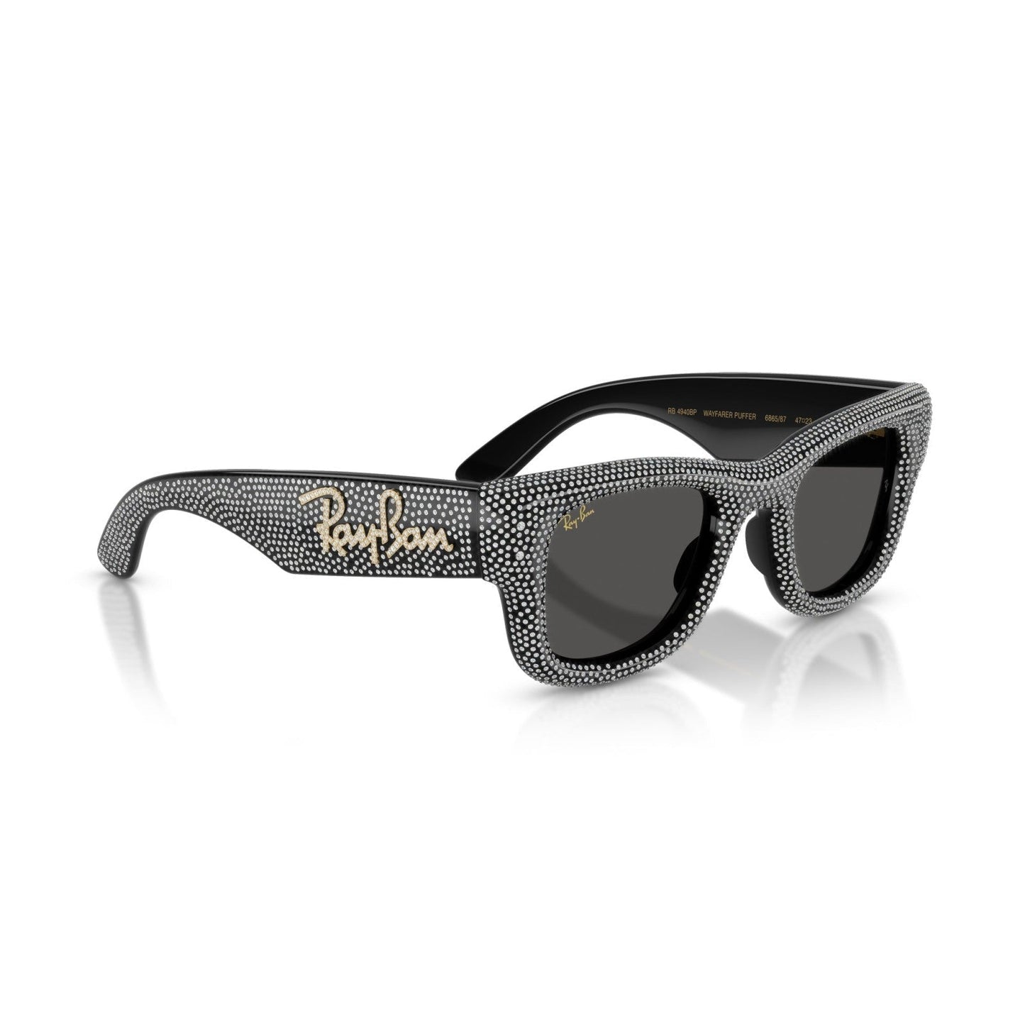 Ray-Ban RB 4940BP Wayfarer Puffer 686587 Pavé Nero E Strass | Occhiale Da Sole Unisex