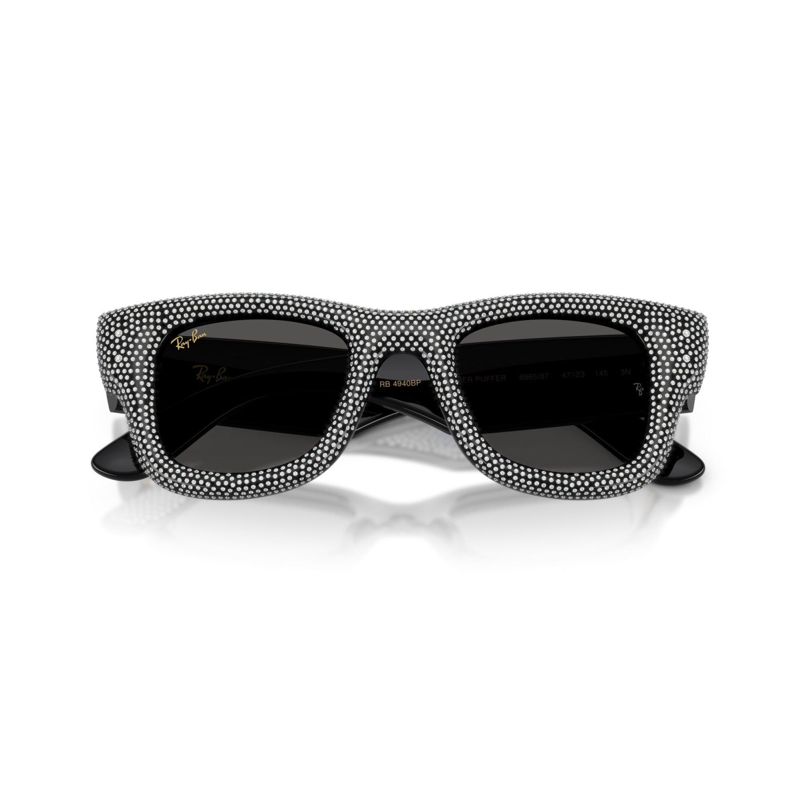 Ray-Ban RB 4940BP Wayfarer Puffer 686587 Pavé Nero E Strass | Occhiale Da Sole Unisex